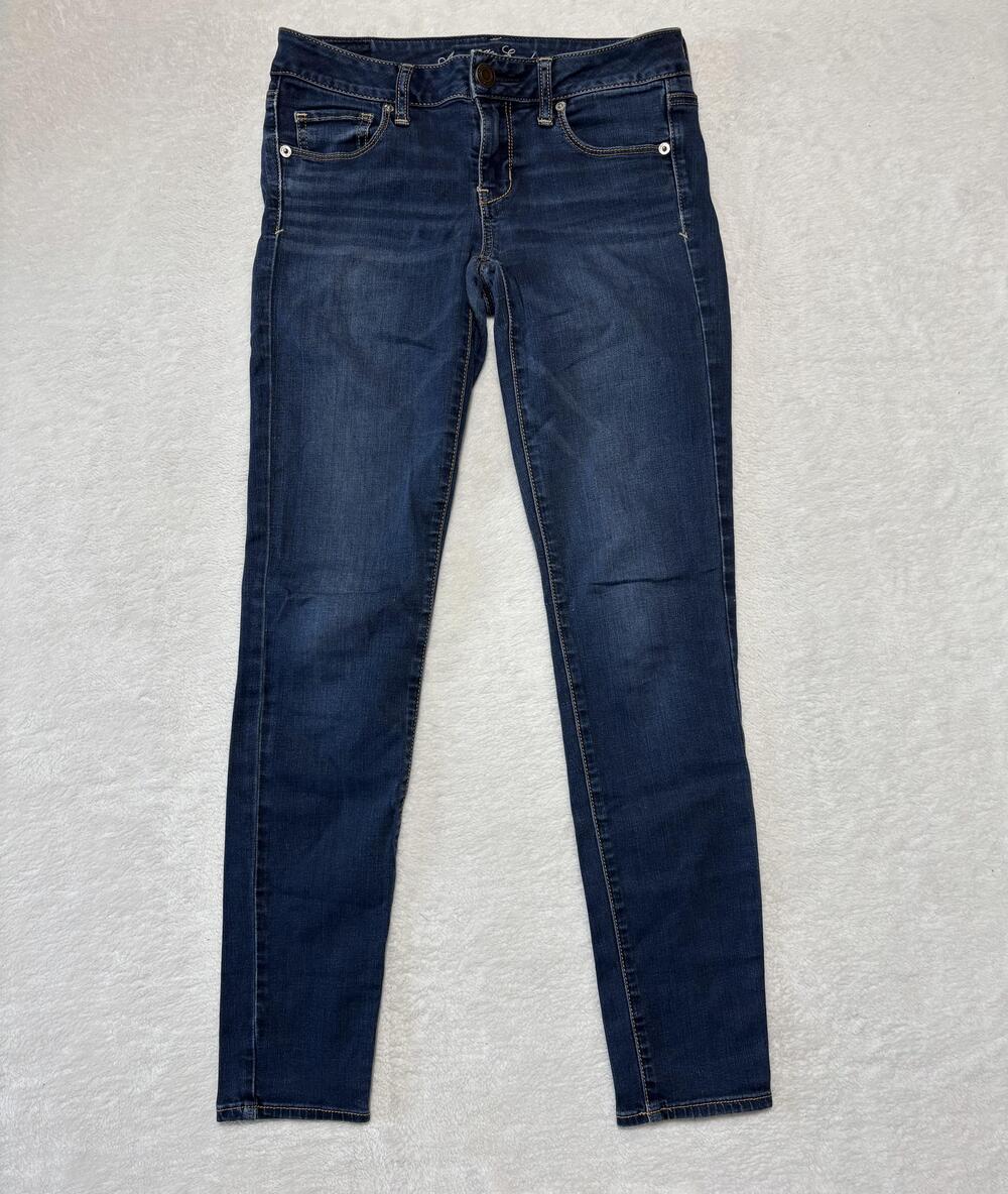 American Eagle Jeans Womens 4 Blue Super Stretch Skinny Mid Rise Denim Classic
